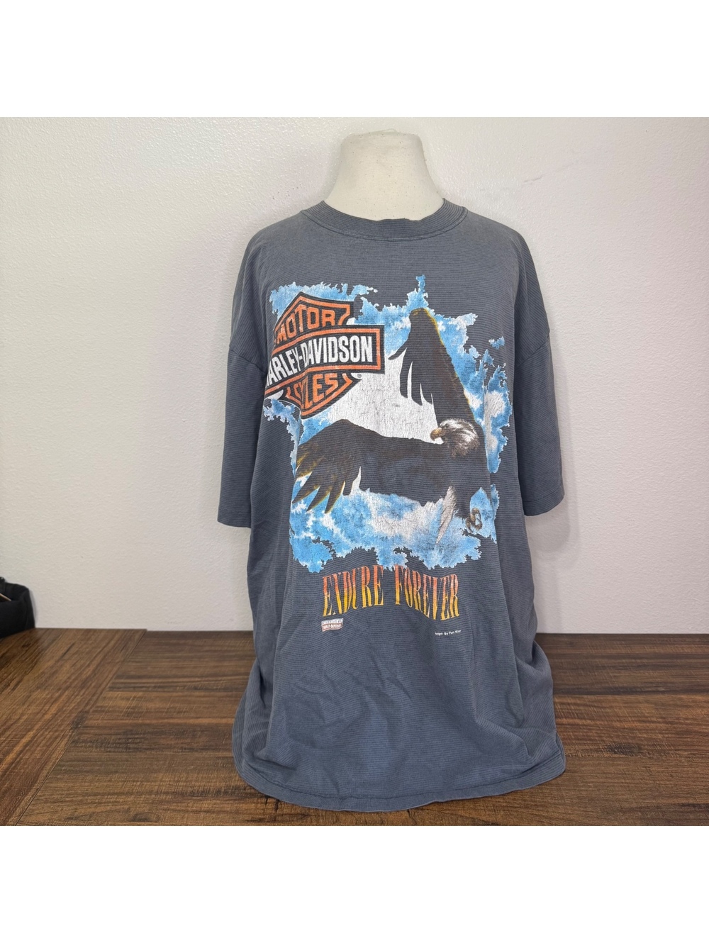 Harley-Davidson XL Gray Graphic T-Shirt with Eagle and Endure Forever Print